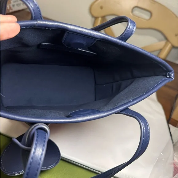 Stoney Clover Lane Little Tote-Blue/Plaid-Heart Charm Mini purse/ Bag - Picture 6 of 6